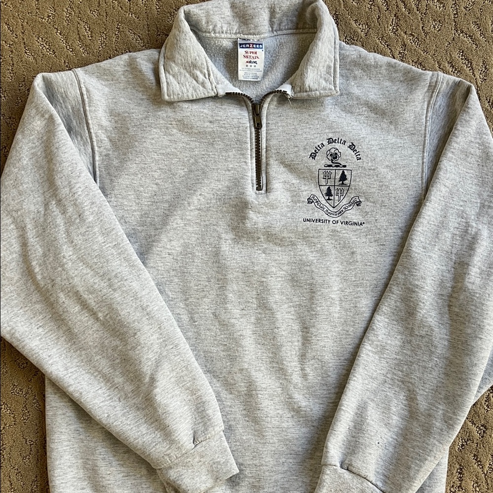 UVA Virginia Tri Delt Heather Gray Quarter-Zip Sweatshirt Delta Delta Delta